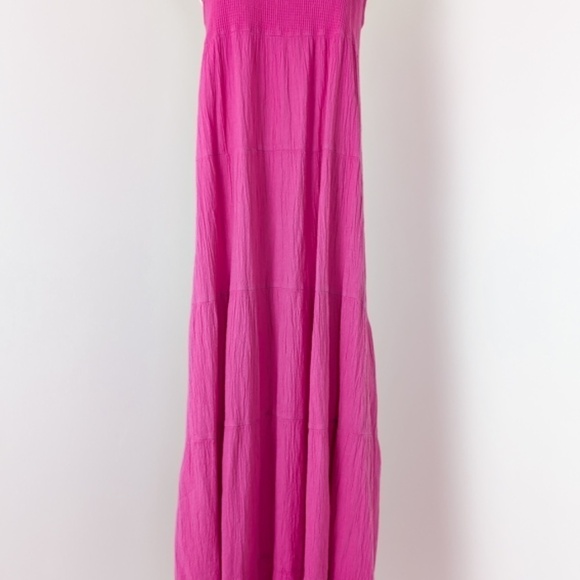 90's Waffle Cotton Midi Dress Halter Empire Waist Floor Length Sleeveless Tank - Picture 11 of 13